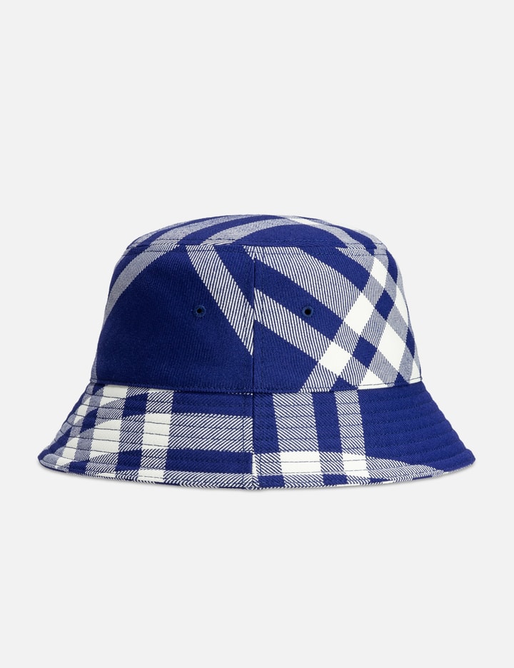 Shop Burberry Check Bucket Hat In Blue