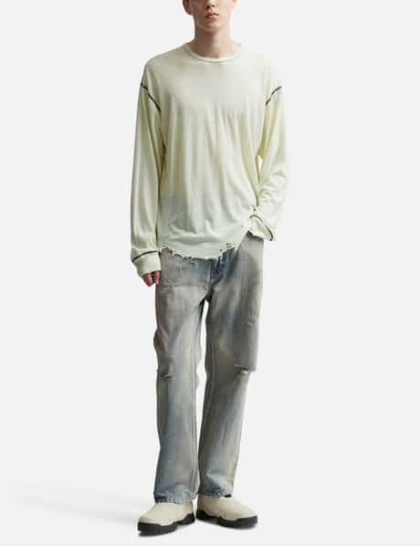 ANCELLM - Damage Wool Crew Long Sleeve T-Shirt | HBX