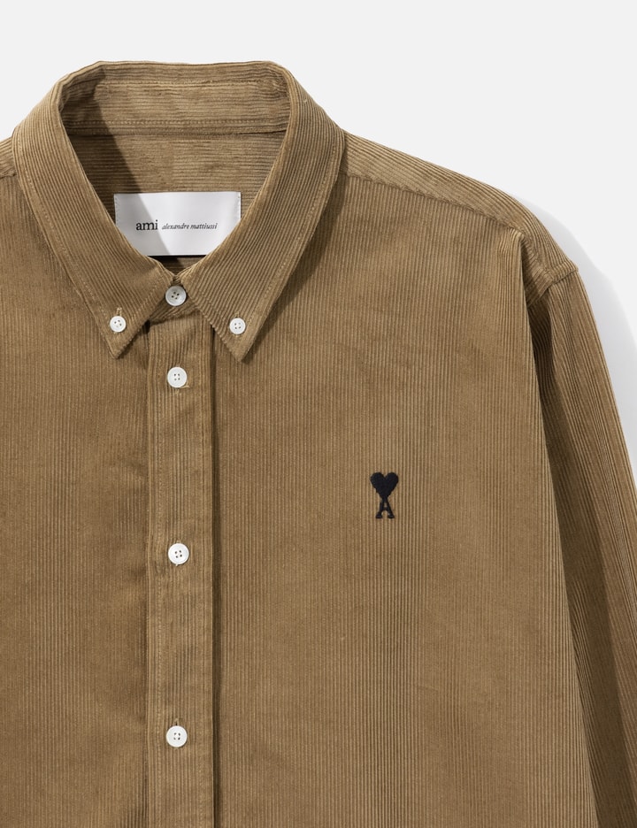 Ami Beige Corduroy Shirt With Ami De Coeur