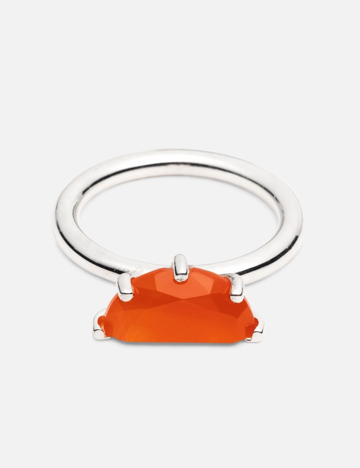 Suot Studio Half Cut Carnelian Ring In Silver In Pink