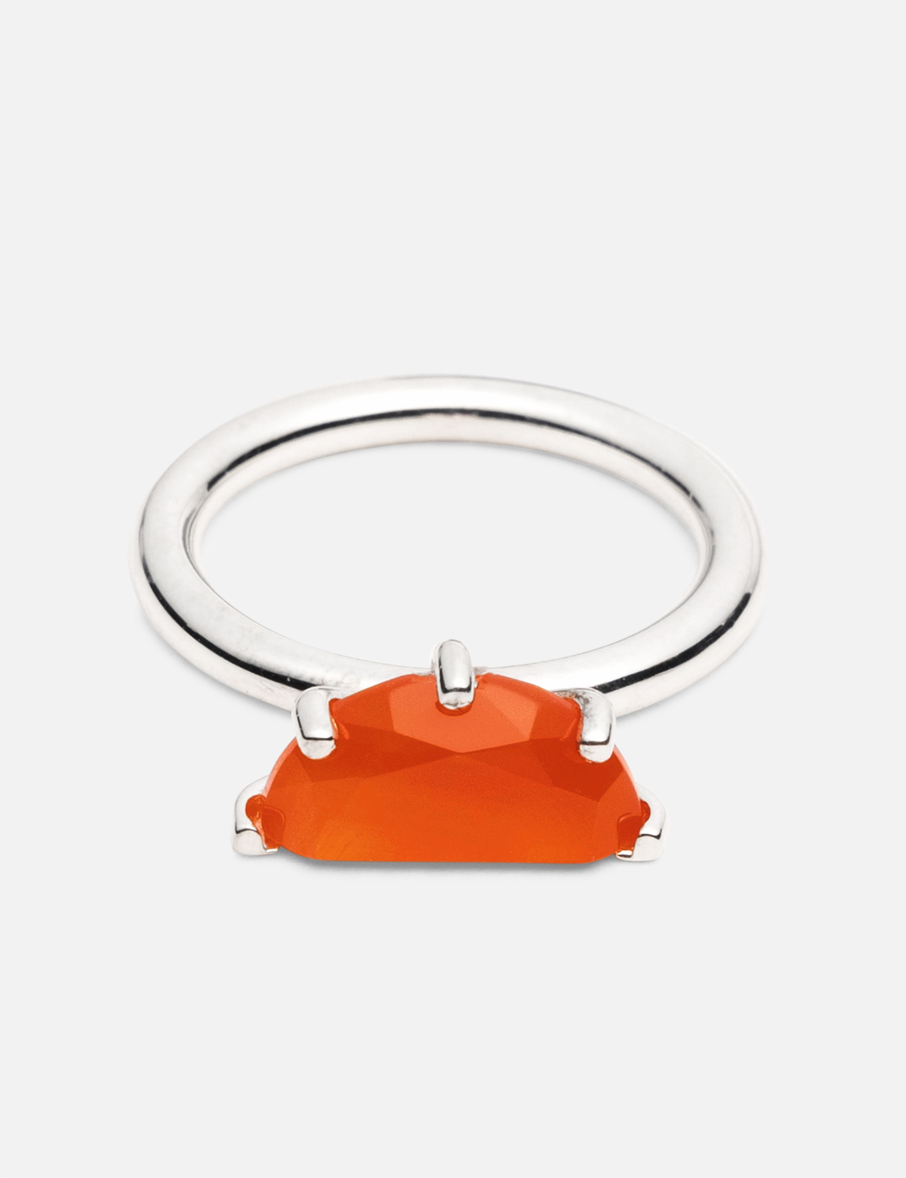 Half Cut Carnelian Ring In Silver view 13