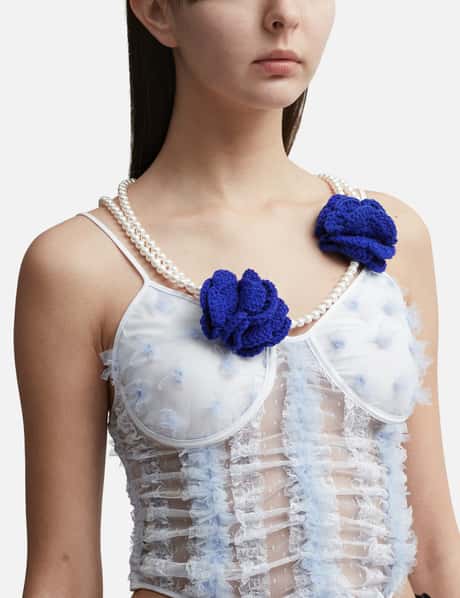 Crochet Pearl Bra Necklace view 11