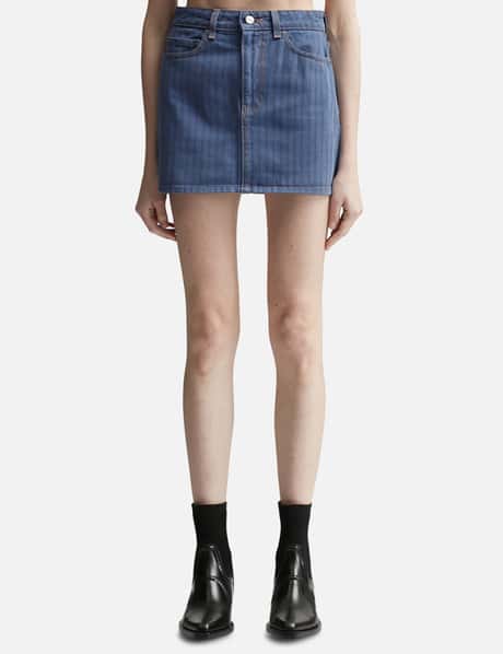 Ganni Stripe Overdyed Denim Mini Skirt