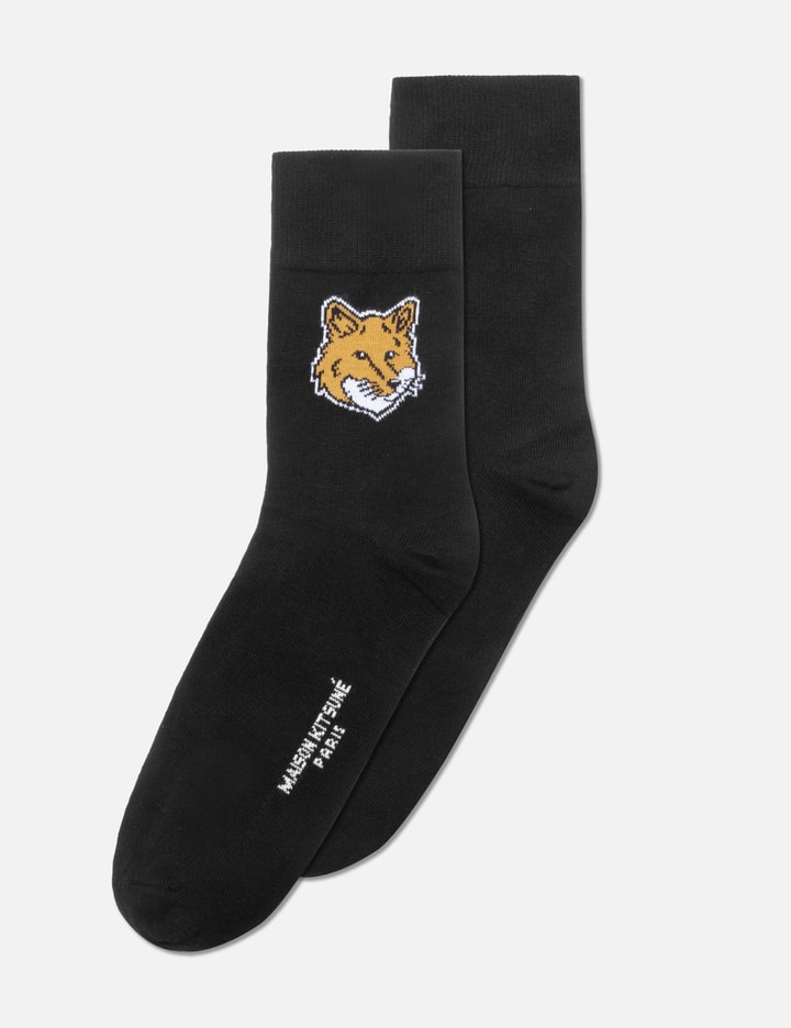 Maison Kitsuné Fox Head Socks In Black