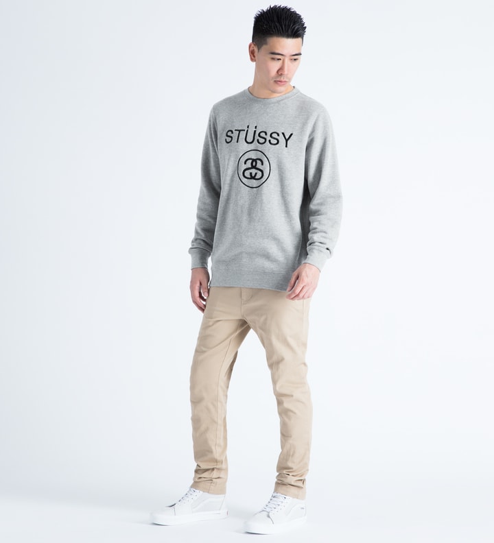 Heather Grey Stussy Link Embossed Crewneck Sweater Placeholder Image