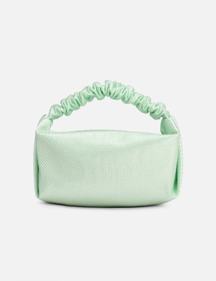 Shop Alexander Wang Satin Scrunchie Mini Bag With Clear Beads In Green