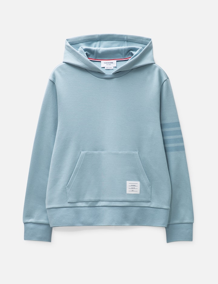 Shop Thom Browne Double Face Knit 4-bar Hoodie In Blue