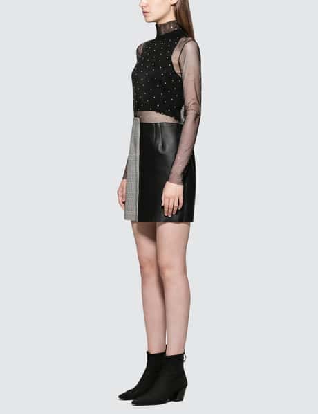 chinese dress ladies Heron Preston sheer dress with crystals and leather skirt - BOPF