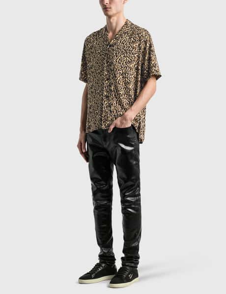 Shop Saint Laurent Tiger Silk Button-Up Shirt