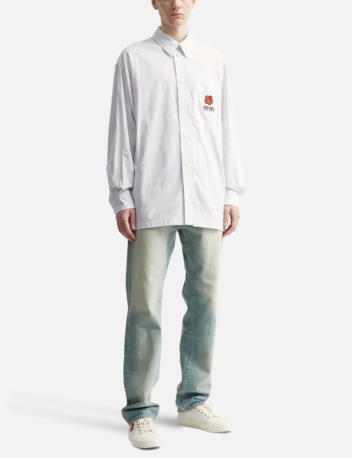 Striped Boke Flower Oversized Shirt Placeholder Image