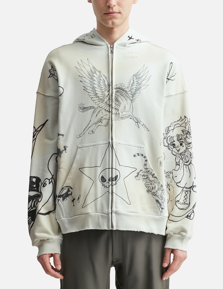 Puppet Theater Skin Hoodie Gray In Green
