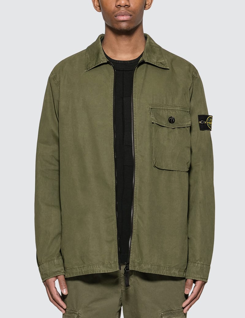 stone island brushed canvas overshirt