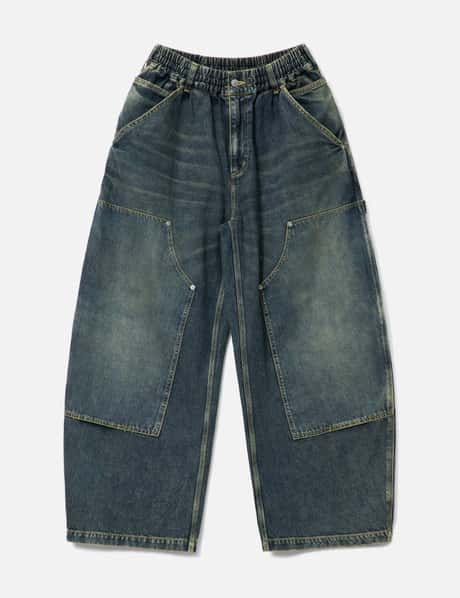 Vintage Dyed Selvedge Denim Double Knee Curved Worker Pants view 6