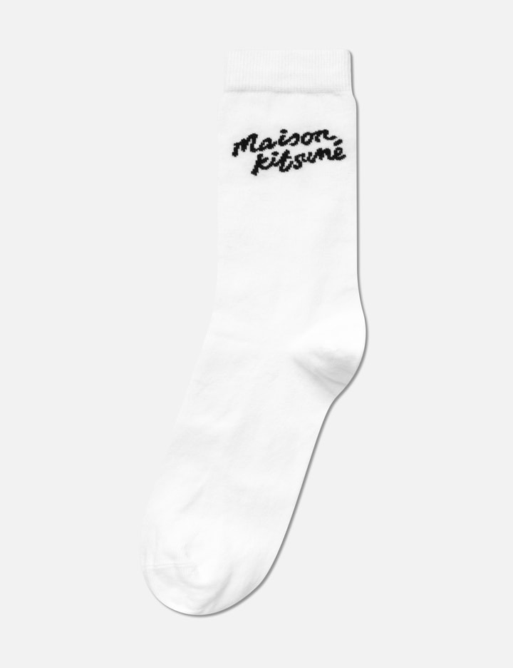 Shop Maison Kitsuné Maison Kitsune Handwriting Socks In White