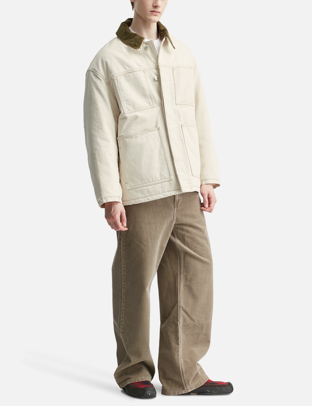 White Cotton Padded Worker Jacket view 20