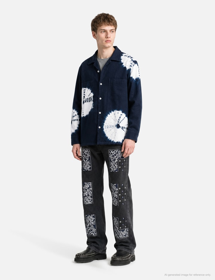NÒMARHYTHM TEXTILE Hand Dye "Shibori" Flannel Shirt
