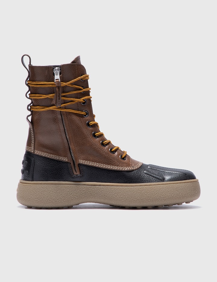 Shop Moncler Genius 8 Moncler Palm Angels Winter Gommino Mid Leather Boots In Brown
