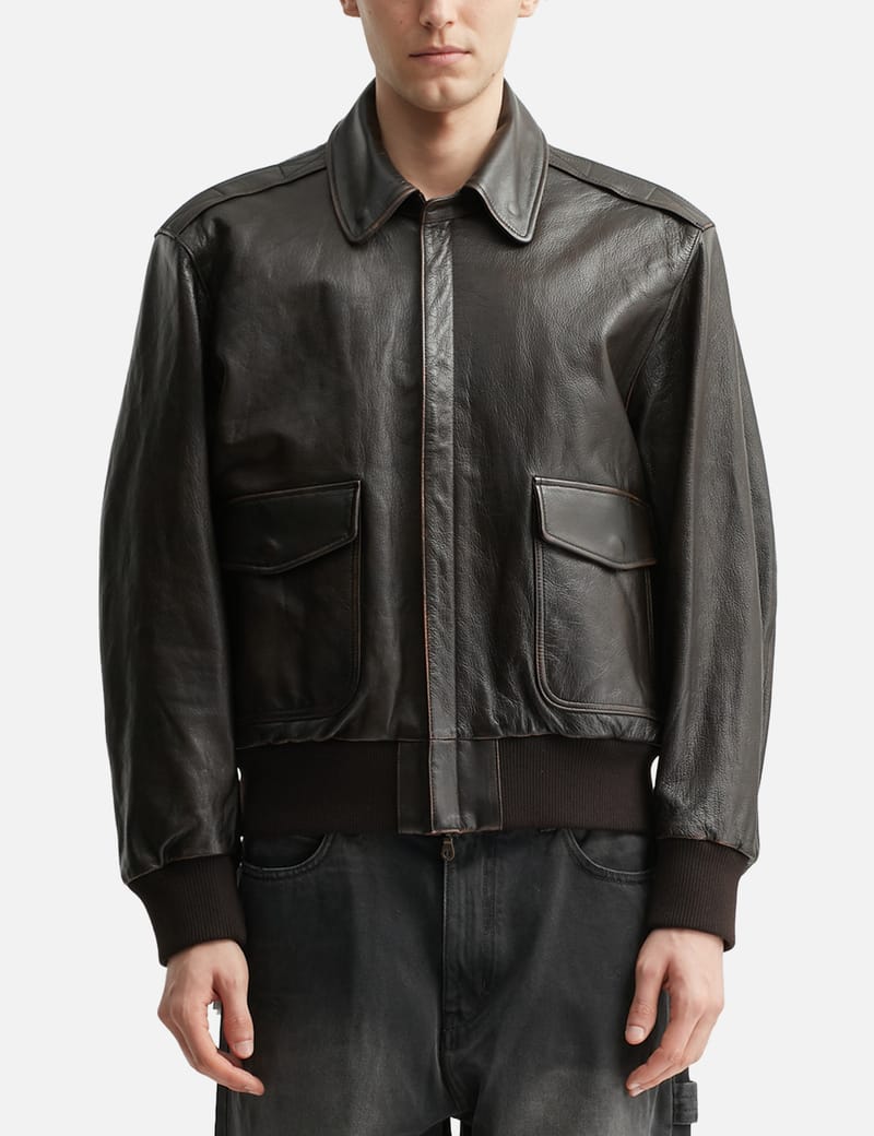 archive Cow Leather bomber jacket 古着 y2k Vintage Cow Leather