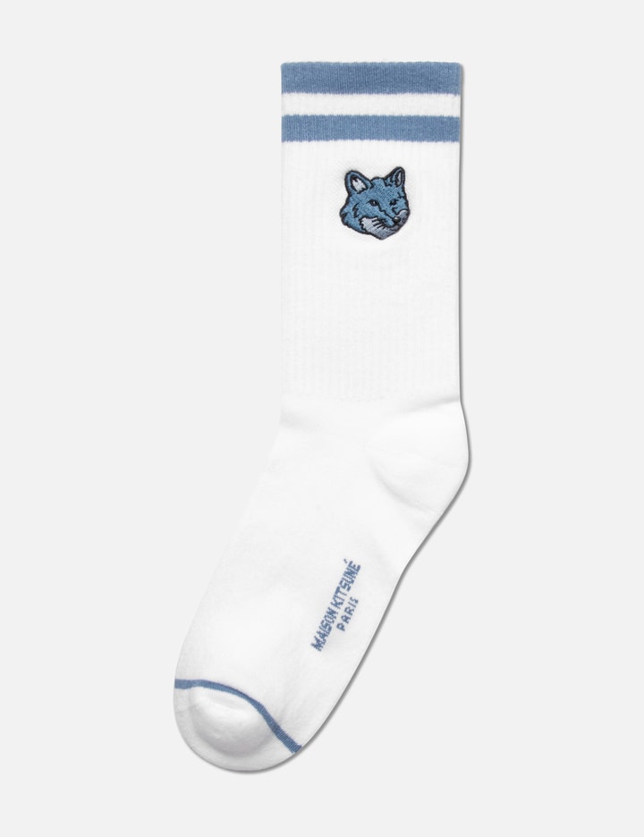 Shop Maison Kitsuné Bold Fox Head Sporty Socks In Blue