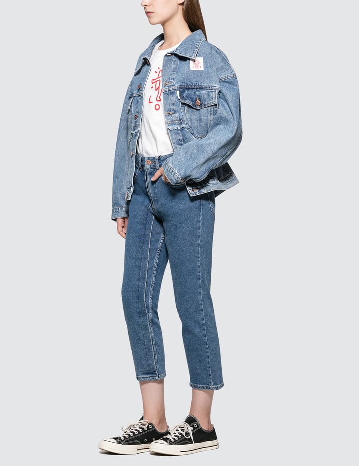 Cropped Straight Fit Jeans With Pleats Placeholder Image