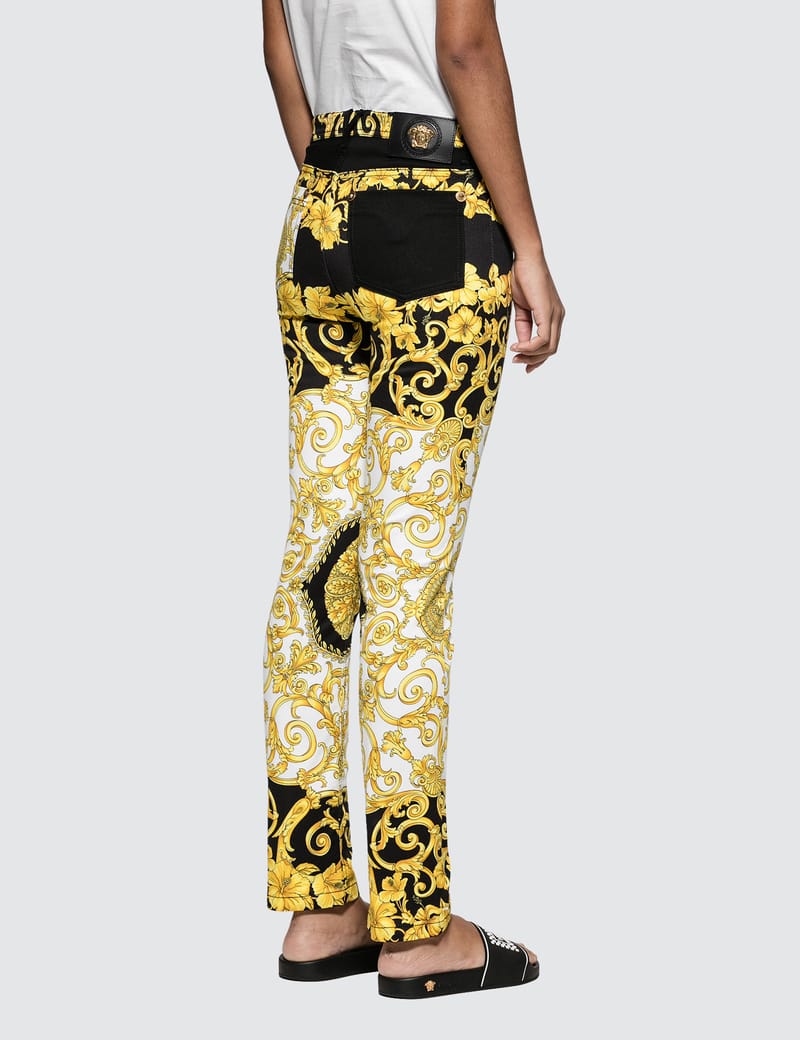 Versace Jeans Couture TRIACETATO SKETCH COUTURE - Trousers -  black/gold/black - Zalando.co.uk