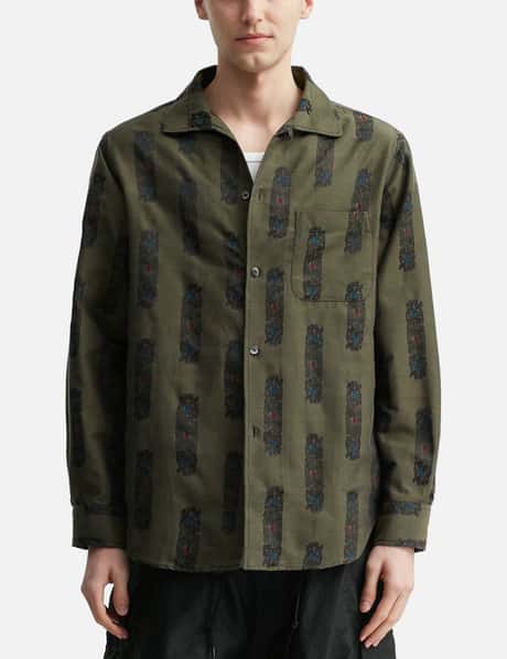 Pin-Tuck Collar Shirt - Abstract Jacquard view 10