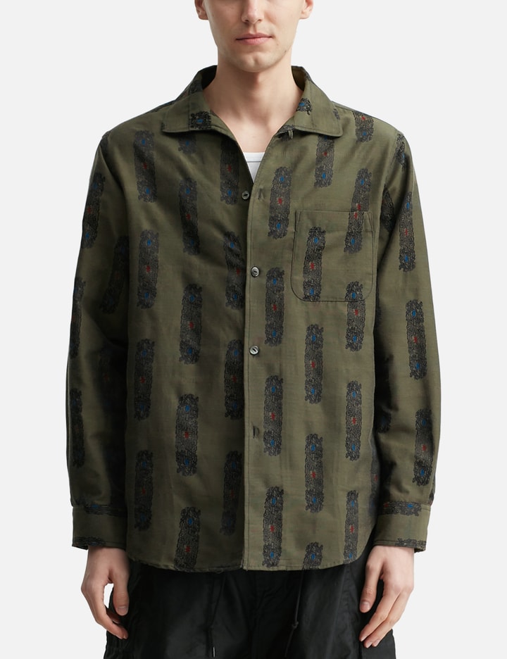 Pin-Tuck Collar Shirt - Abstract Jacquard Placeholder Image