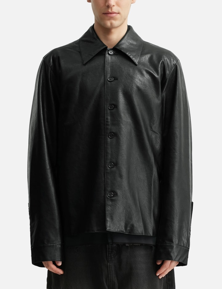 Black Synthetic Leather Cut Out Tiered Jacket Placeholder Image