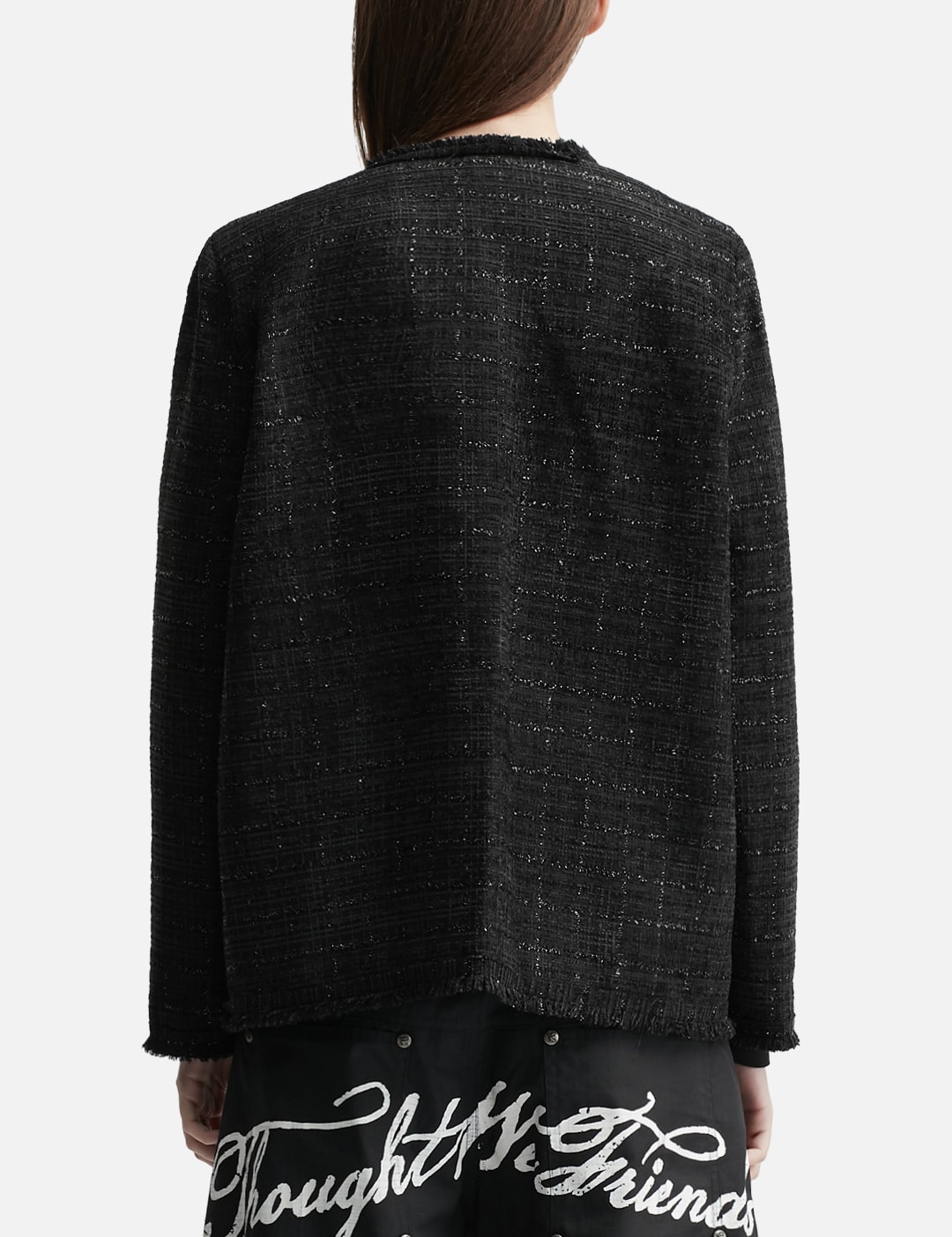 Painted Tweed Jacket With Chain Detail Black view 10