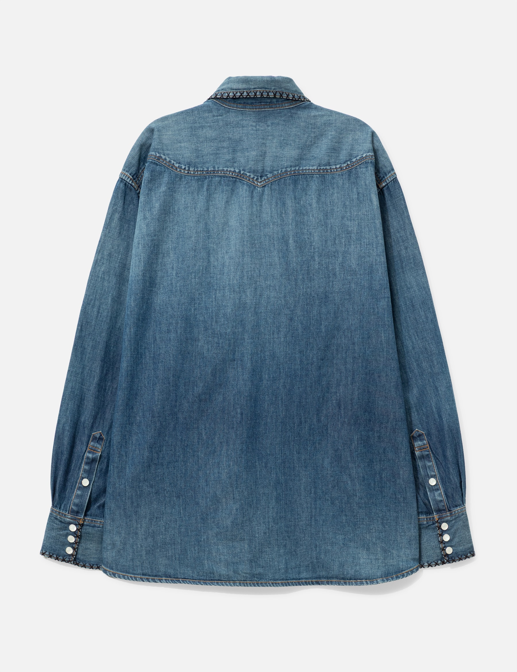 Hand-Embroidered Denim Shirt view 17