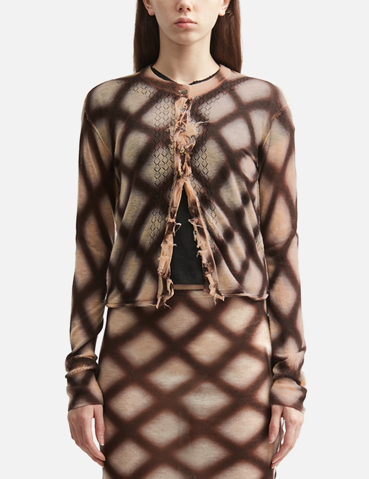 Perverze Spray-Painted Check Knit Cardigan