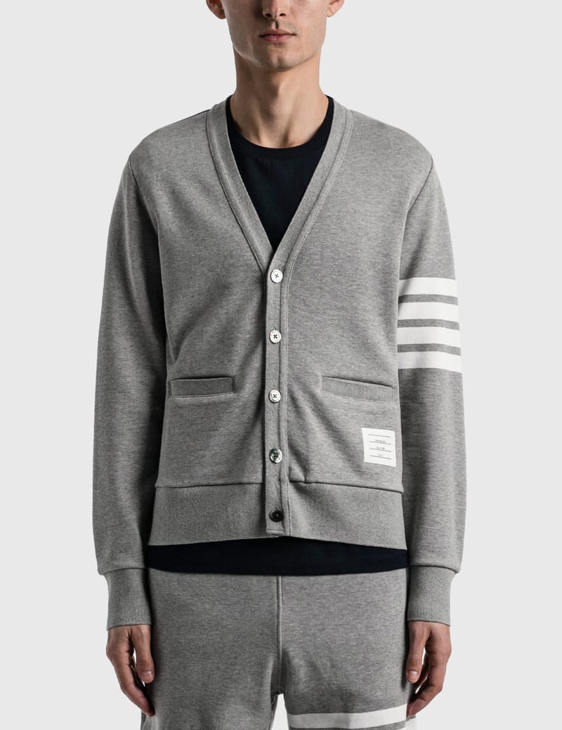Thom Browne stripe-trim detail knit cardigan - Grey