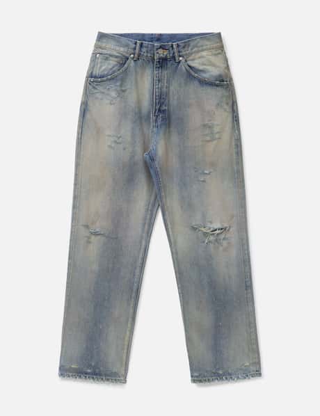 ANCELLM P/Damage Denim Straight 5p Pants