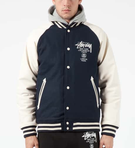 Stüssy Dark Navy World Tour Wool Jacket HBX