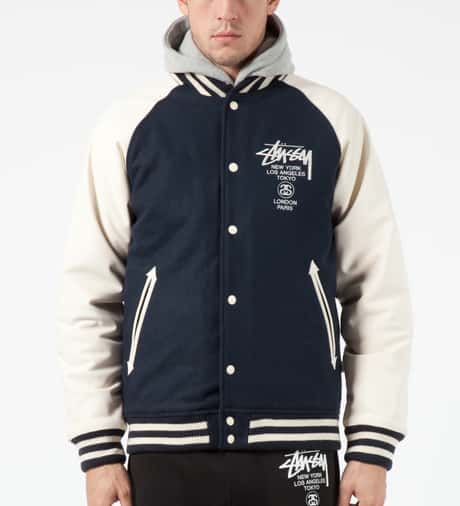 Stüssy Dark Navy World Tour Wool Jacket HBX
