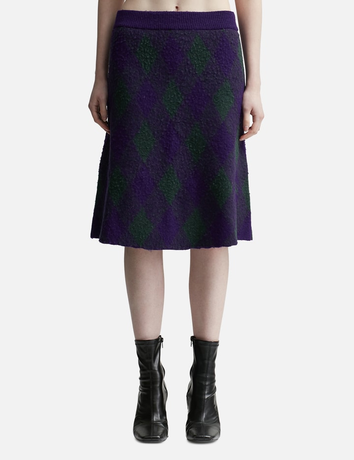 Shop Burberry Argyle Wool Skirt In Multicolor