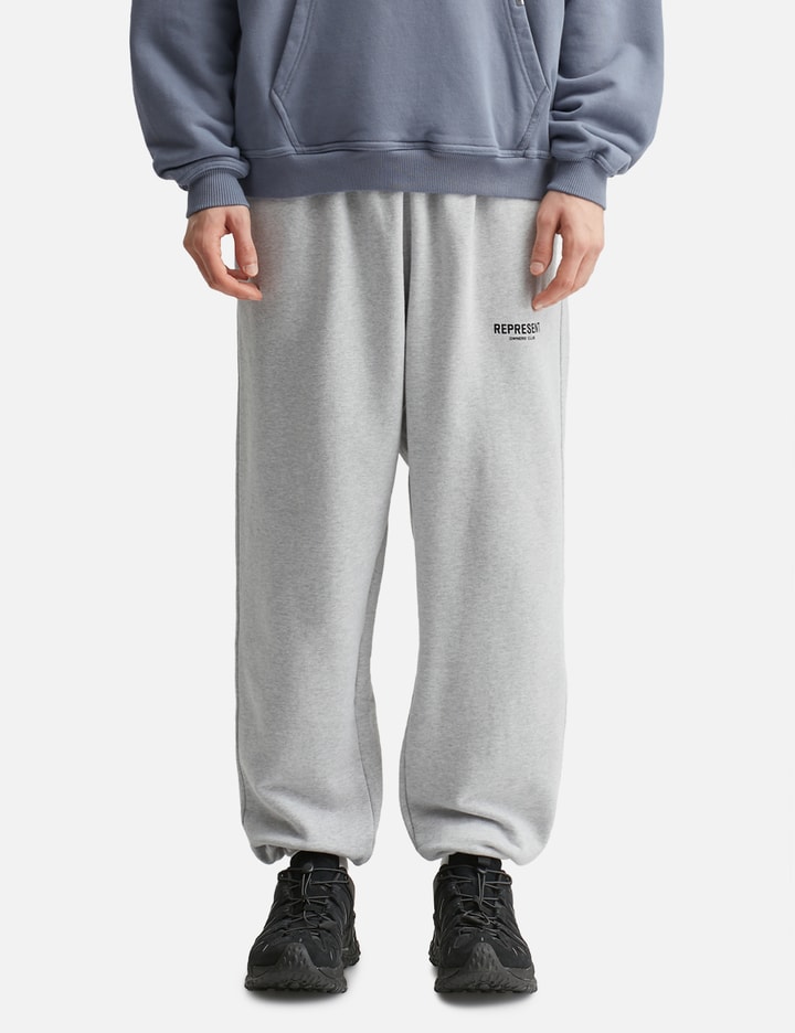 Represent Owners Club Logo-print Cotton Sweatpants In Gray