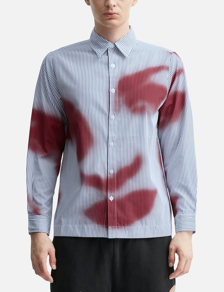 Blurry Face Airbrush Striped Button Up Placeholder Image