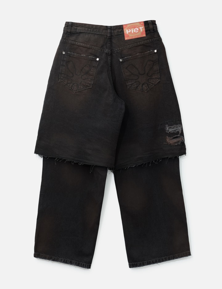 Layered Black Denim Trousers Placeholder Image