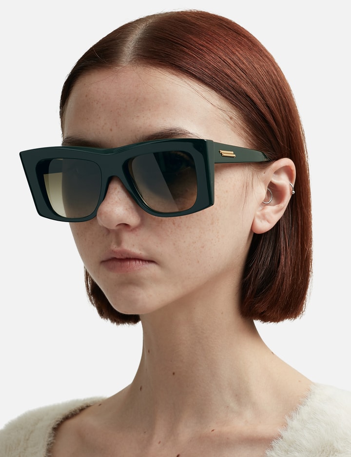 Bottega Veneta Visor Recycled Acetate Square Sunglasses In Green