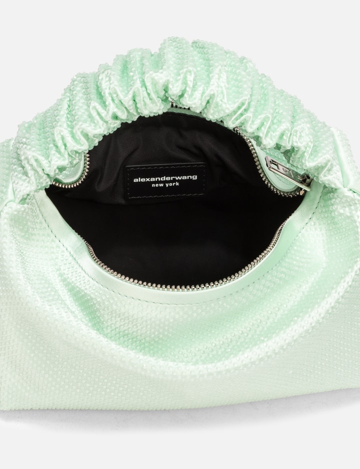 Shop Alexander Wang Satin Scrunchie Mini Bag With Clear Beads In Green