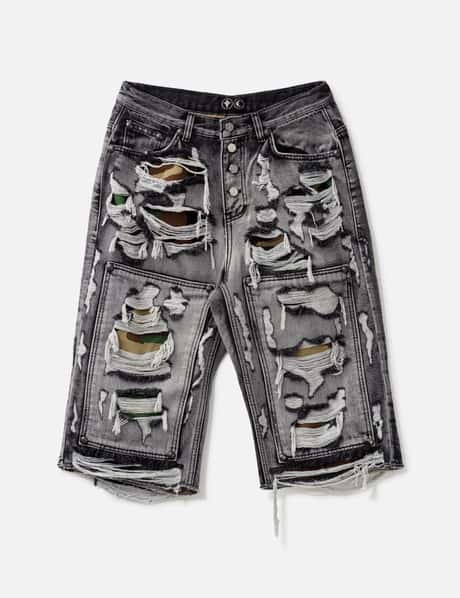 THUG CLUB Hell Camo Denim Shorts