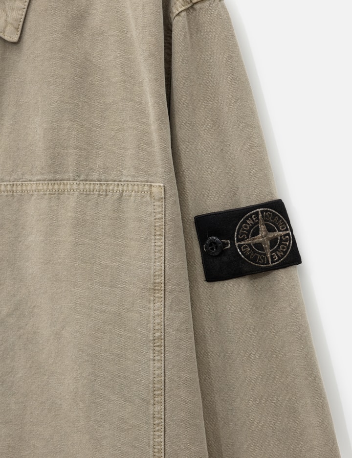 Stone Island Mineral Dyed Panama Cotton Snap-Front Overshirt With Chest Pocket
