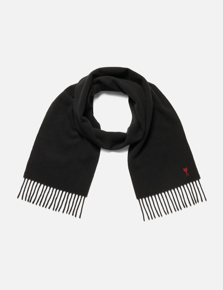 Ami Black Wool Scarf With Ami De Coeur