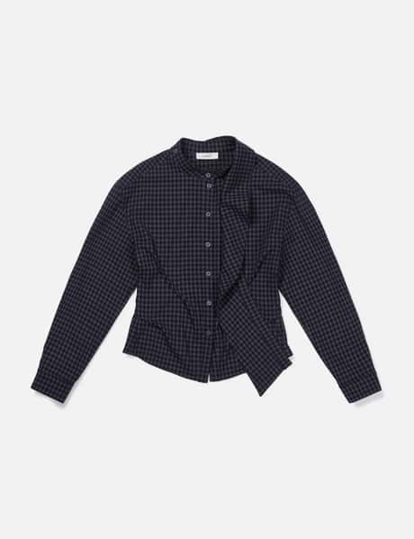 LCDC Draped-Neck Check Shirt