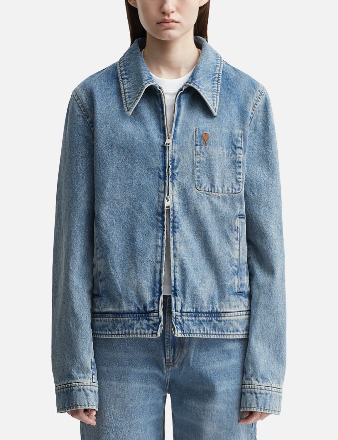 Contrasted Ami De Coeur Zipped Jacket view 13