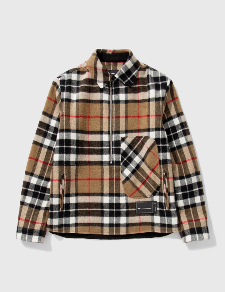 We11 Done We11done Tartan Wool Anorak Overshirt In Brown