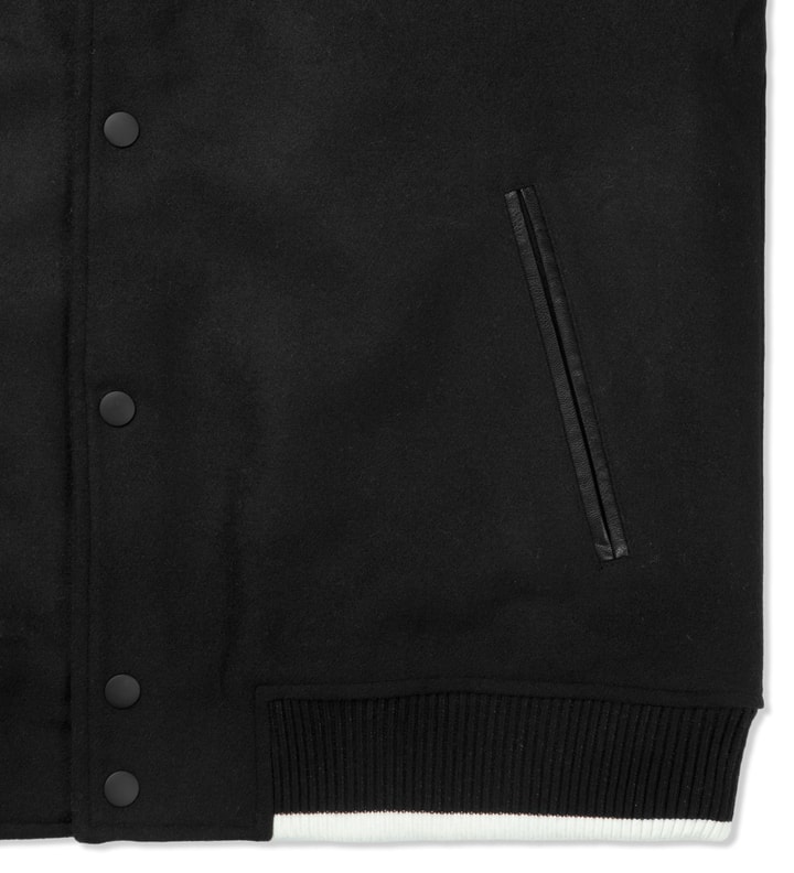Black Wool Ultrasuede Baseball Jacket Placeholder Image
