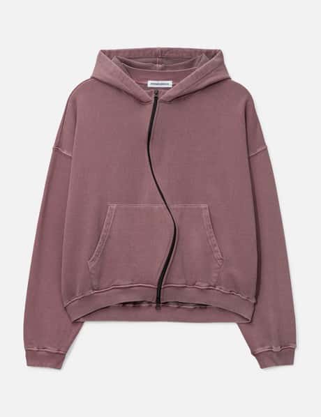 FFFPostalservice Curved Zip-Up Round Hem Hoodie