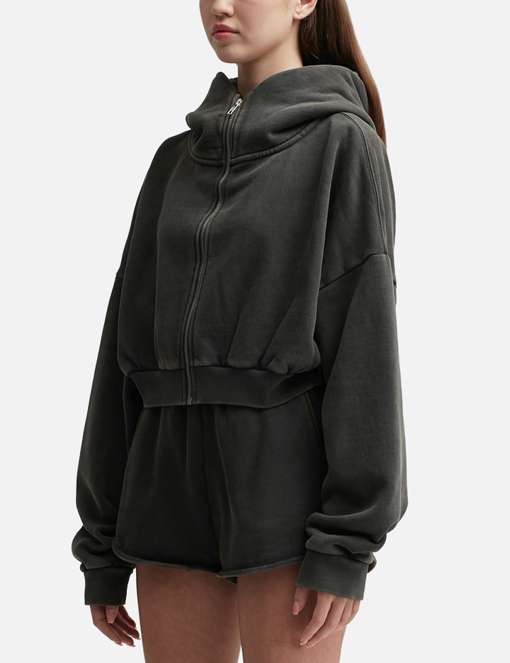 Entire Studios Black Cropped Hoodie In Black